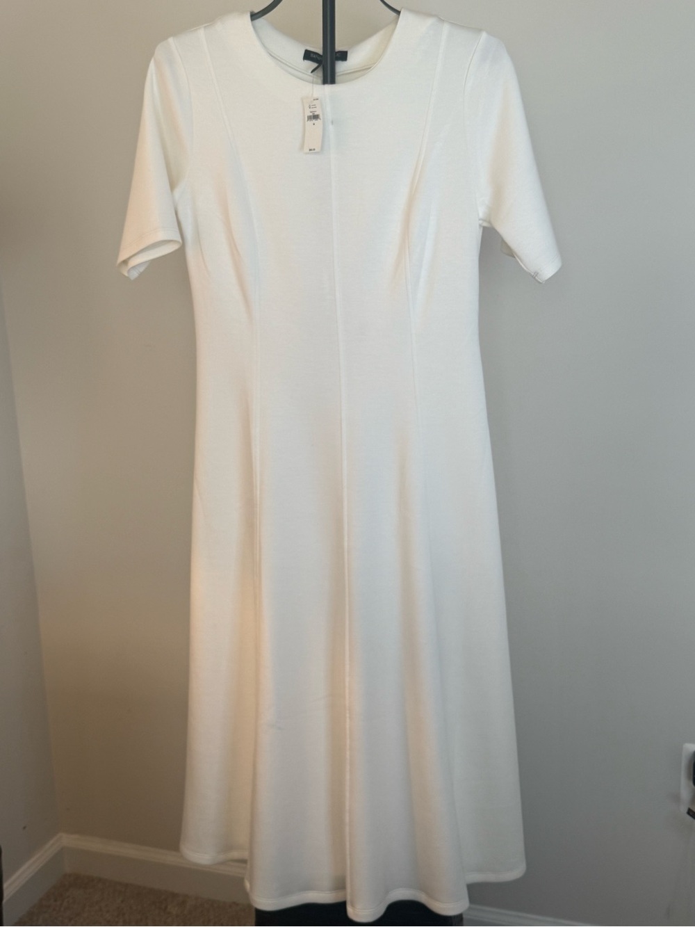 Banana Republic White Short-Sleeve Midi A-Line Dress